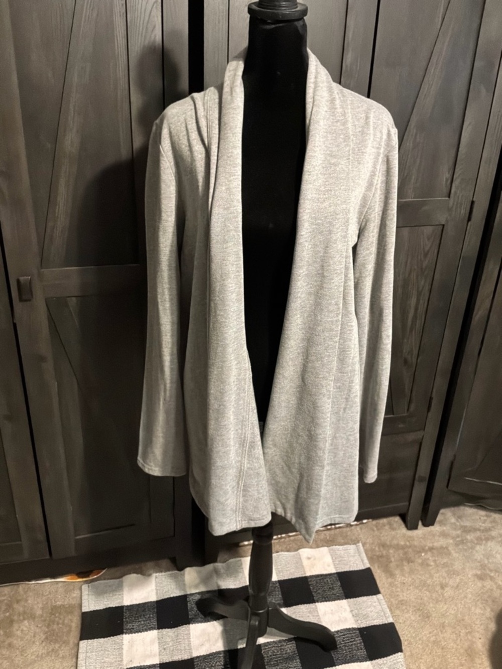 Women's Open Front Light Gray Knit Cardigan